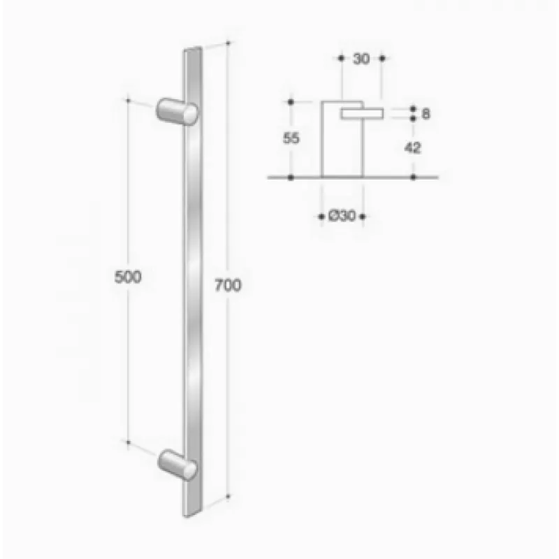 200.IT.021 pba Maniglione Acciaio Inox AISI 316L Diametro 40mm