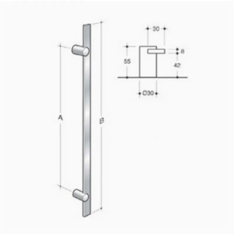 200.IT.021 pba Maniglione Acciaio Inox AISI 316L Diametro 40mm