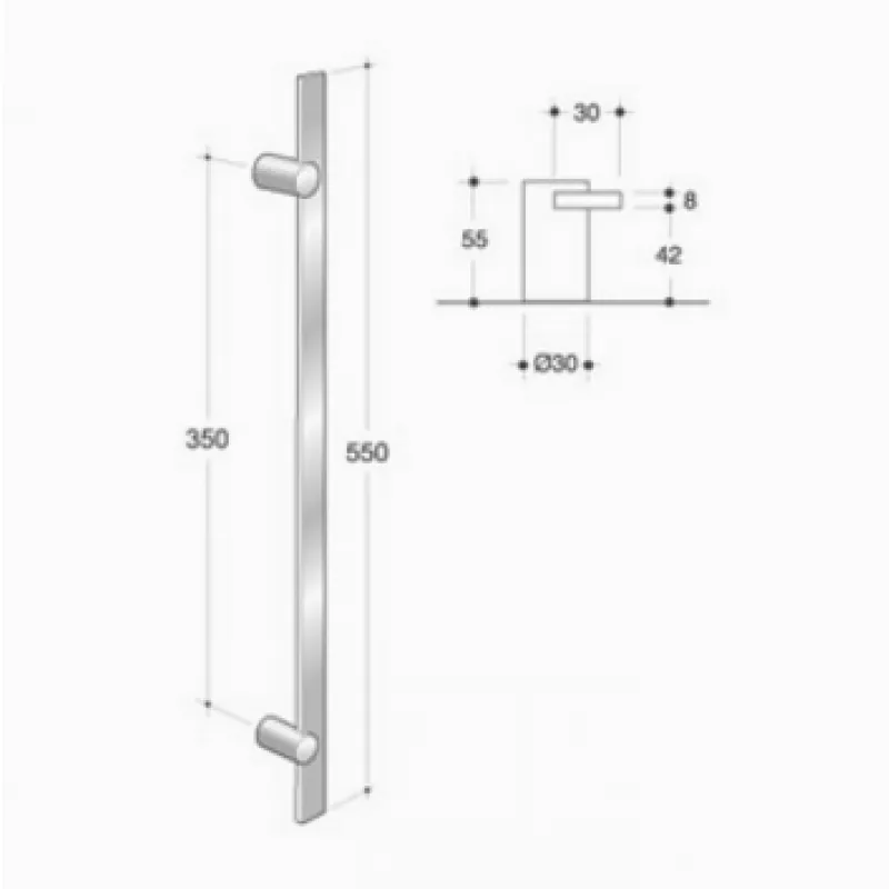 200.IT.021 pba Maniglione Acciaio Inox AISI 316L Diametro 40mm