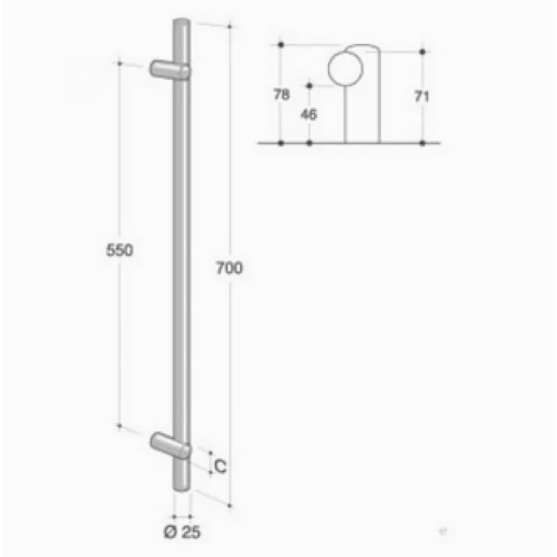 200.IT.051 pba Maniglione Acciaio Inox AISI 316L con LED Integrato Rosso