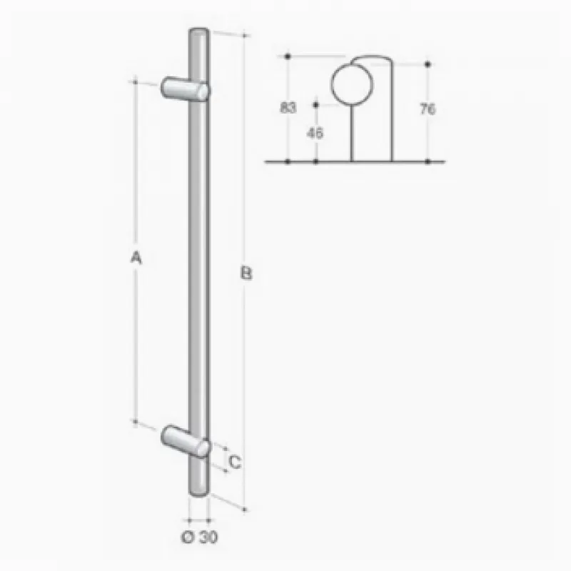 200.IT.061 pba Maniglione Acciaio Inox AISI 316L | Antiscivolo |