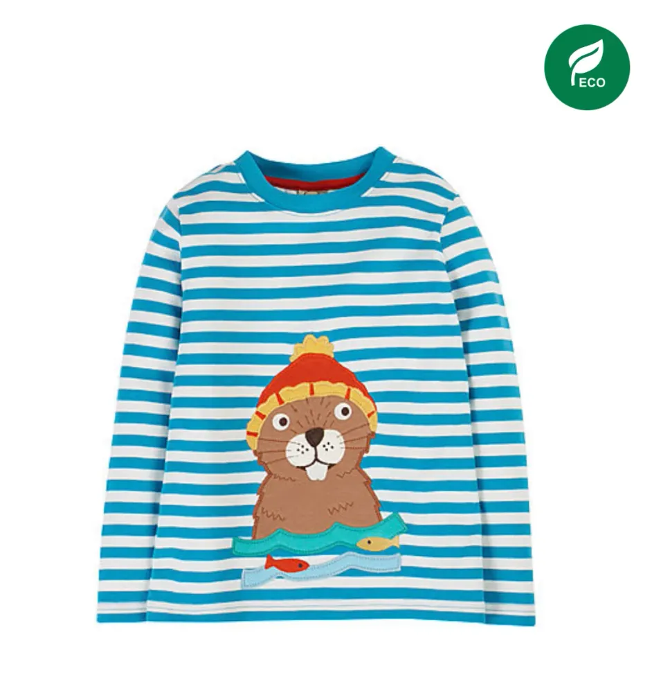 Certificato CE Maglia Maniche Lunghe National Trust Discover - Righe/Castoro
