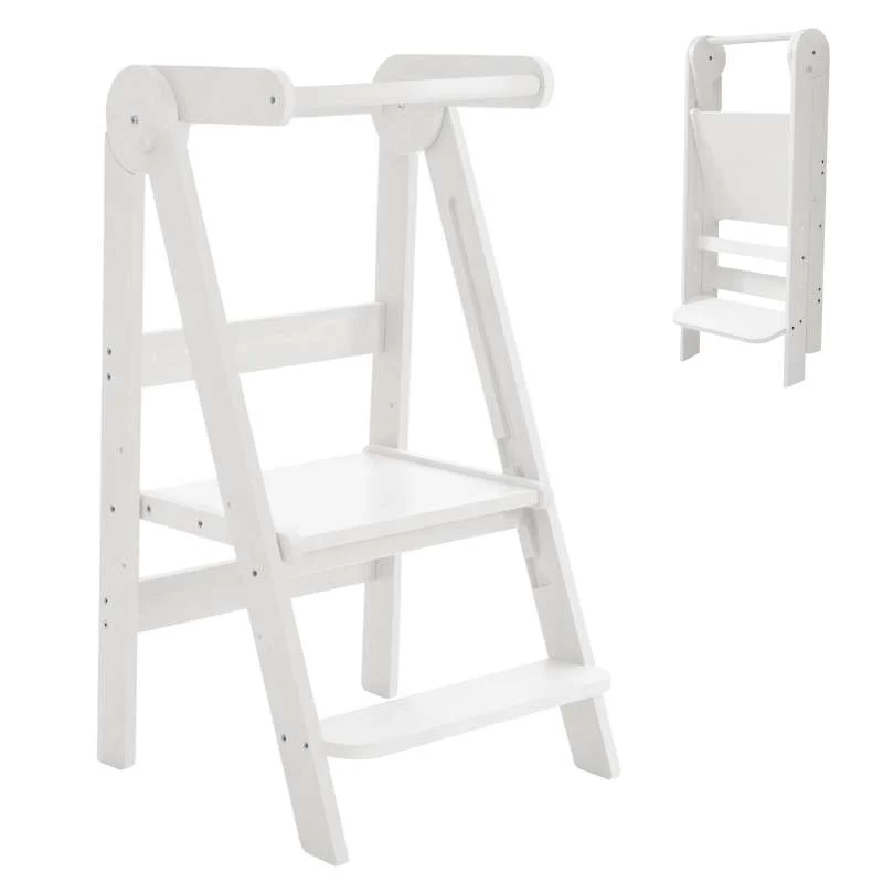 Kid'oh Torre di apprendimento - Pieghevole - Legno - Bianco Montaggio Pannello