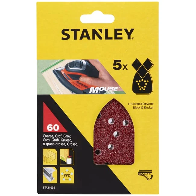 Pulsante di Emergenza STANLEY STA31039-XJ - Fogli PIRANHA velcrati grana 60 per levigatrice
