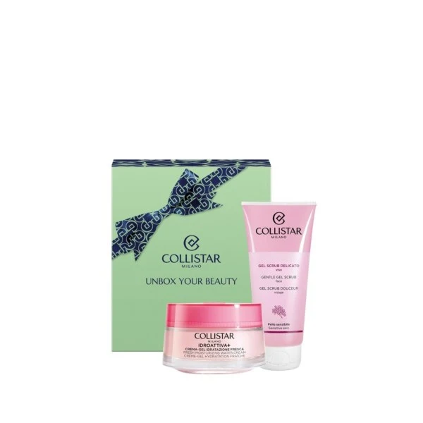 Collistar Unbox Your Beauty Kit Pelle Idratata fino 100 ore rema-Gel Idratazione Fresca 50 ml + Gel Scrub Delicato 100 ml