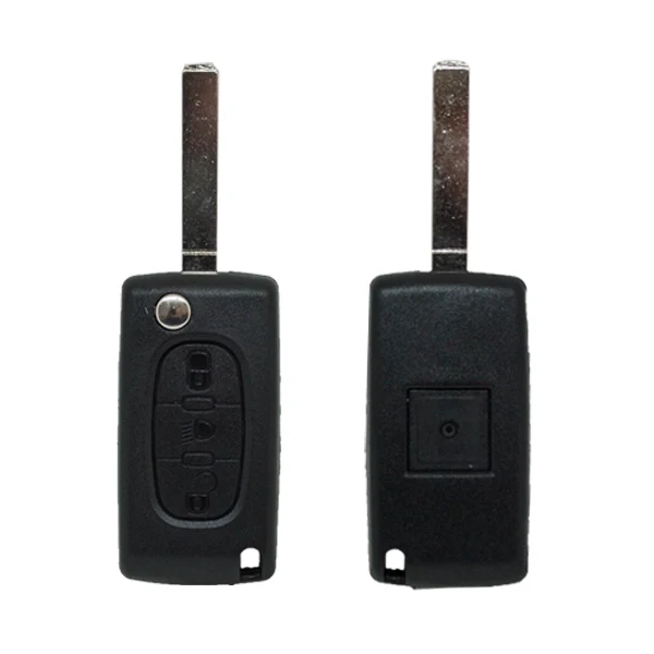 Guscio di Comando Pieghevole 3 Pulsanti Peugeot Citroen - Profilo Va2 Luce Acciaio Inox 316