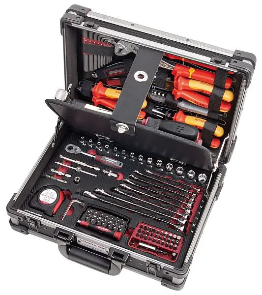 Certificato CE Valigia portautensili professionale alluminio Kraftwerk da 123 pezzi KW VDE 3944.3