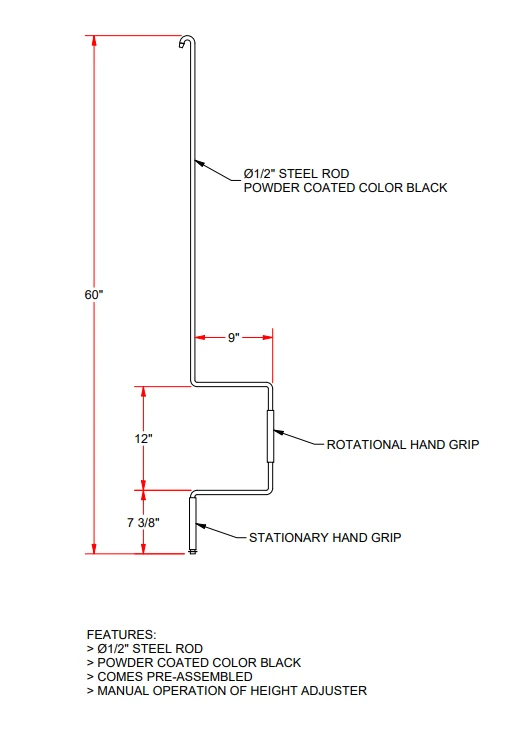 Backboard - Height Adjuster - Manuale Hand Crank