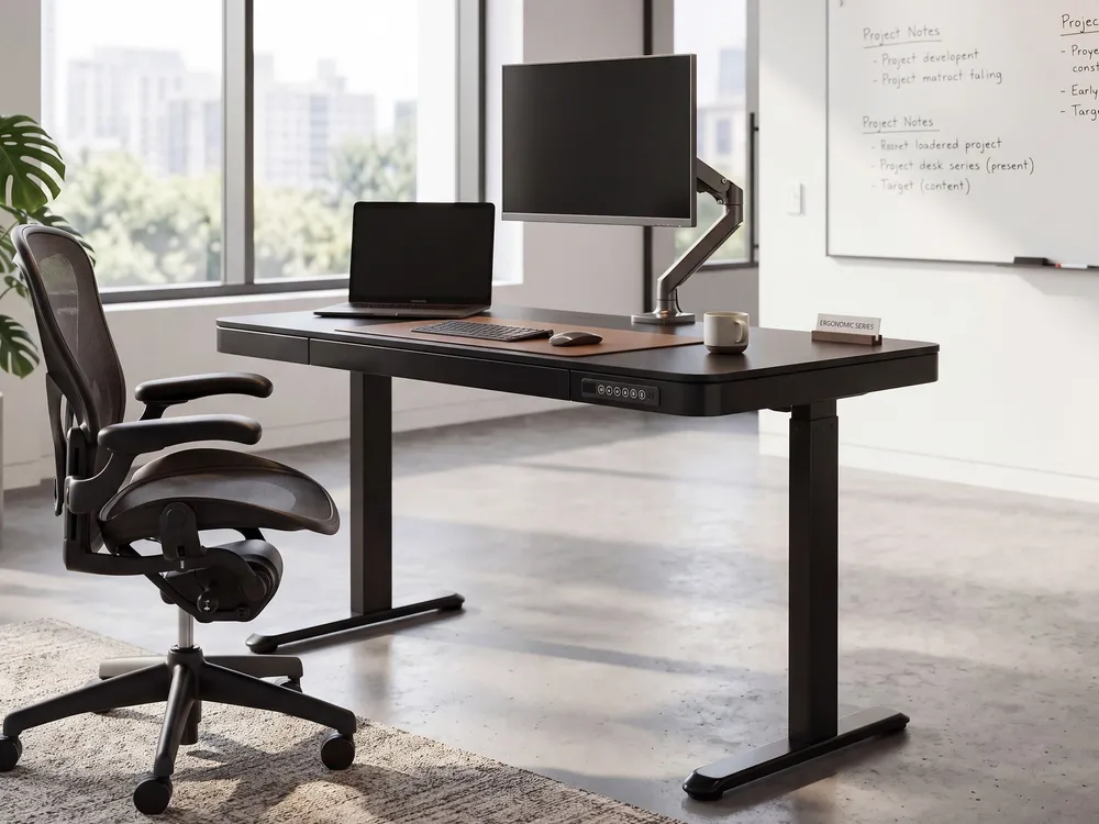 Scrivania regolabile Elettrico Nero KENLY (Protezione IP65)