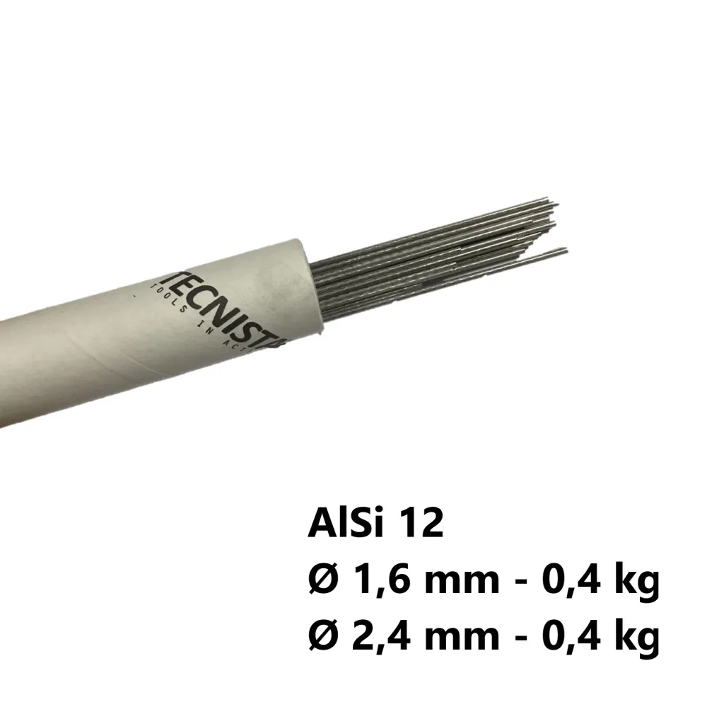 KIT Barrette bacchette verghette TIG saldatura alluminio silicio AlSi12 1,6+2,4mm 0,8kg lunghezza 1000mm