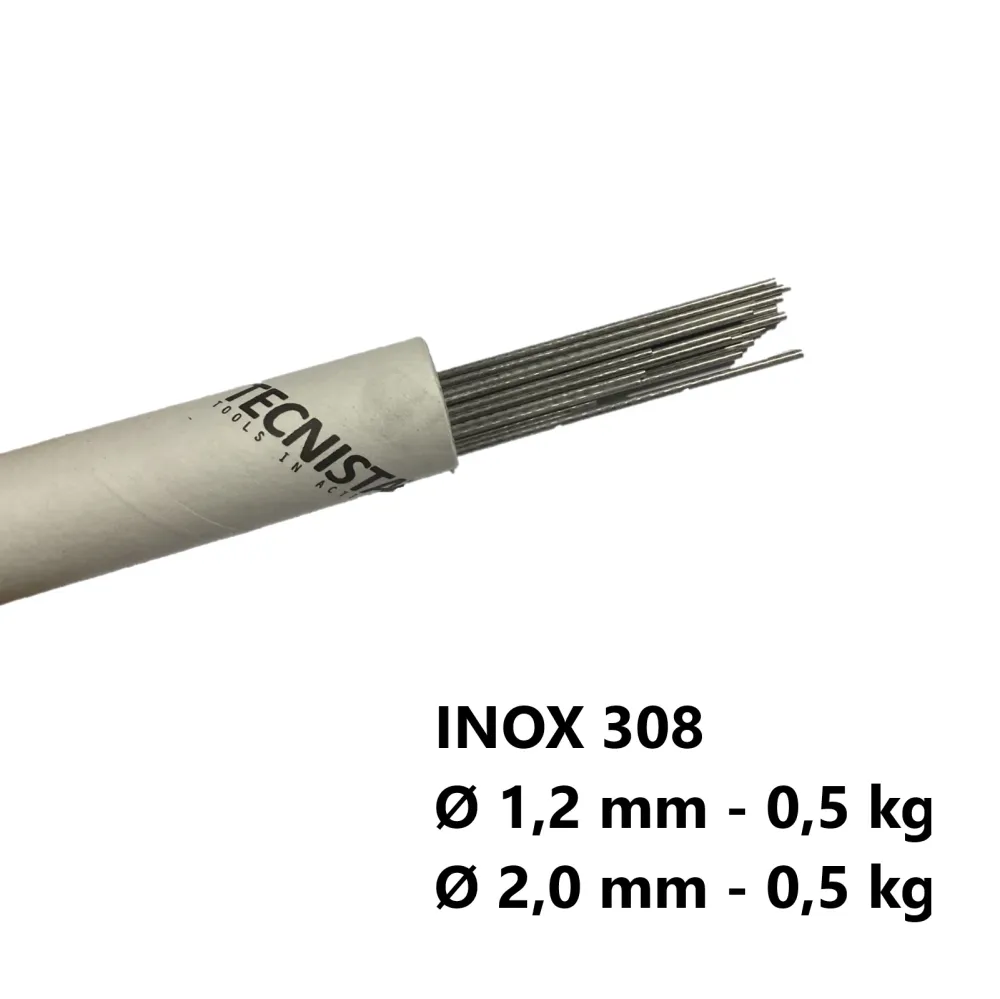 KIT Bacchette 308 Lsi Acciaio Inox diametro 1,2+2,0mm 1kg totale per Saldatura TIG Verghette Barrette Lunghezza 1000mm