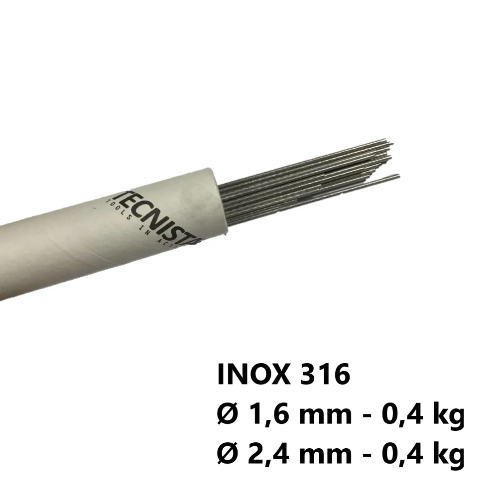 KIT Bacchette 316 Lsi Acciaio Inox diametro 1.6+2.4 mm 0,8kg totali per Saldatura TIG Verghette Barrette Lunghezza 1000mm