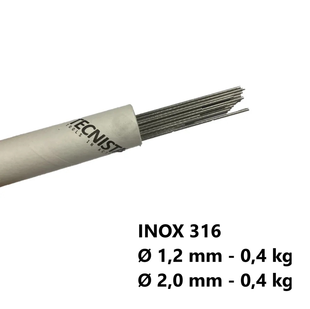 KIT Bacchette 316 Lsi Acciaio Inox diametro 1,2+2,0mm 0,8kg totali per Saldatura TIG Verghette Barrette Lunghezza 1000mm