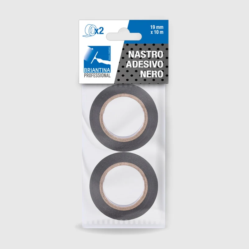 Briantina Nastro Adesivo ISOLANTE Nero PROFESSIONALE (2 Rotoli, 19 mm x 10 m) | Resistente Acqua & Abrasione | Flessibile...