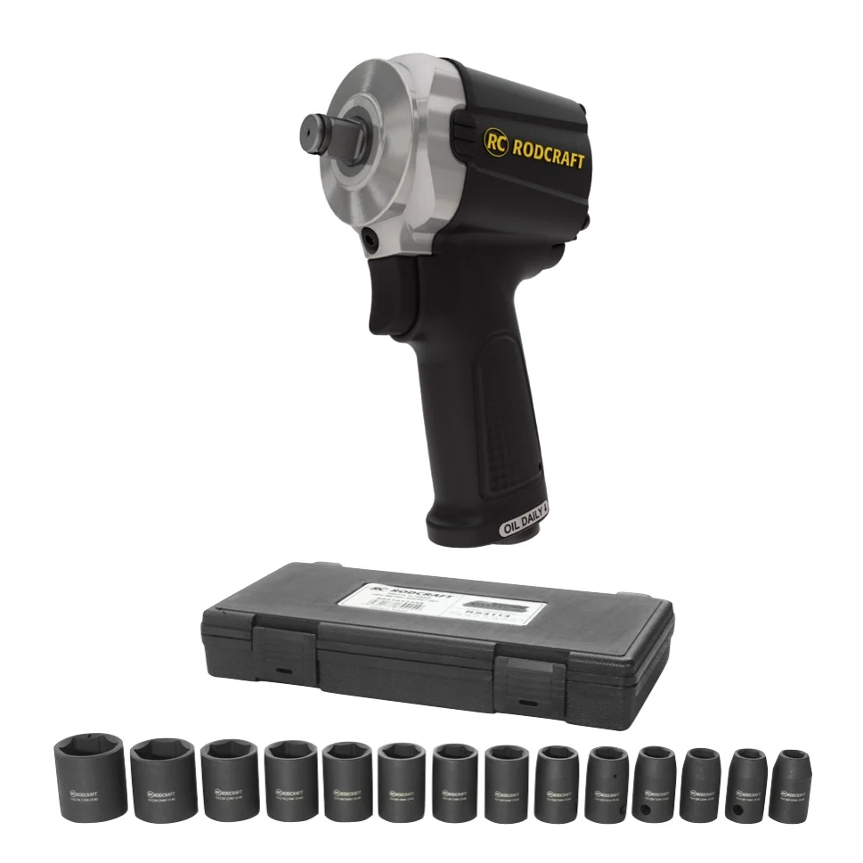 Rodcraft RC2203 Avvitatore ad impulsi 650 Nm 1/2" + RS4114 Set dadi bussola 14 pz. 10 - 27 mm
