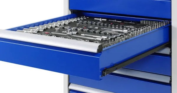 Antiusura Industriale Banco da lavoro RAU collezione 8000 - struttura telaio (telaio saldato) 4 cassetti 1 ripiano 1250x84...