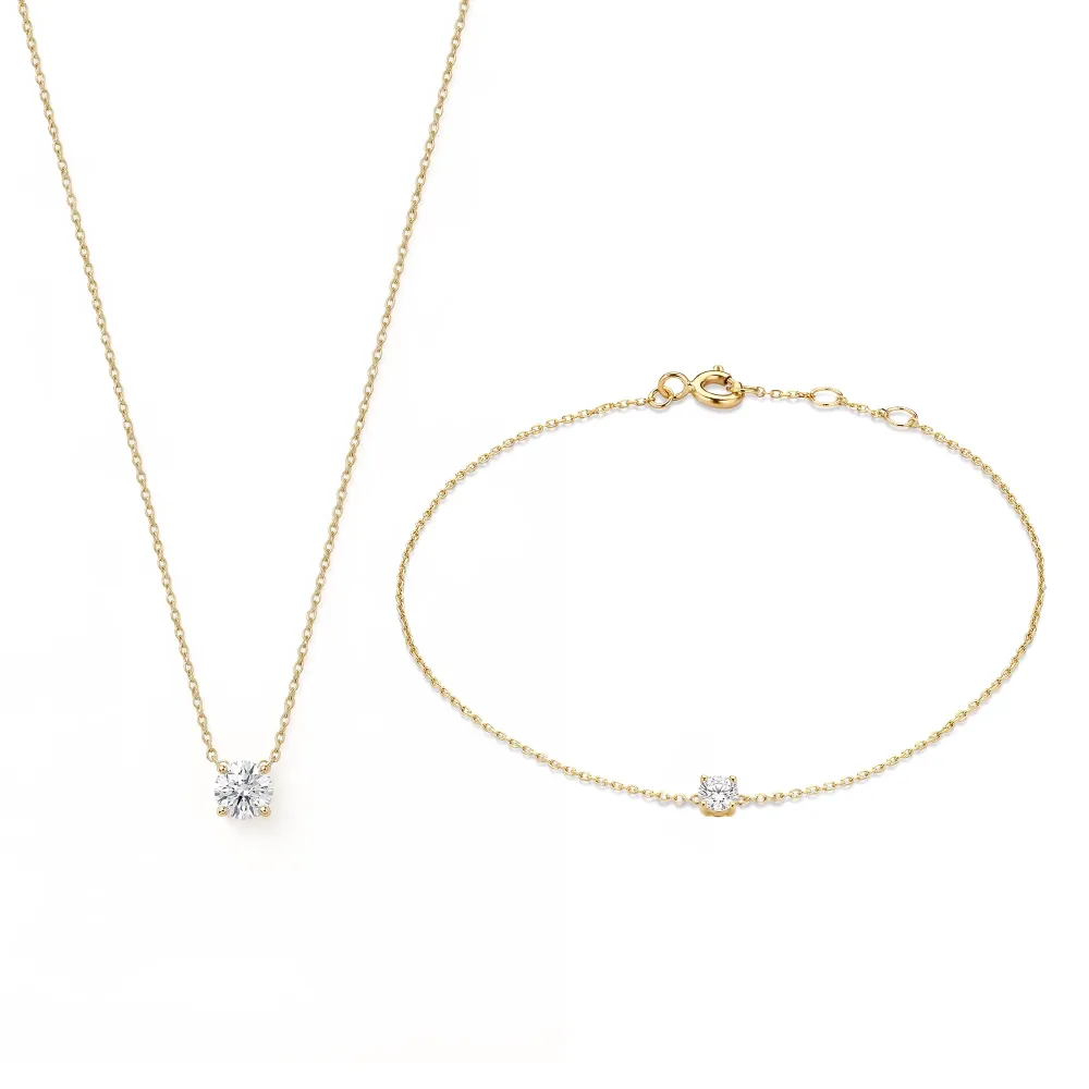 Antiusura Industriale Collana e bracciale oro 14 carati con zirconi Cadeau d'Isabel