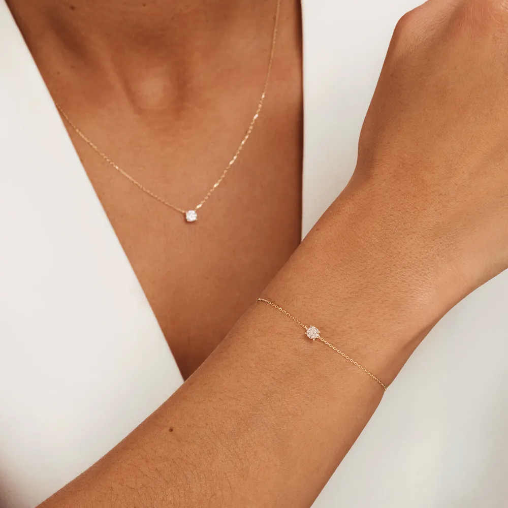 Antiusura Industriale Collana e bracciale oro 14 carati con zirconi Cadeau d'Isabel