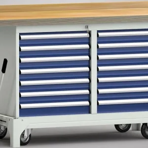 Banco da lavoro professionale mobile KLW - 1500 x 700 x 866 mm L x P x WS782N-1500M40-E7054 | Materiale EPDM