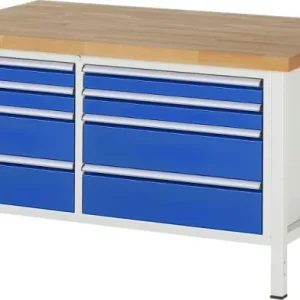 Banco da lavoro RAU collezione 8000 - modello 8654 L1500 x P900 x A840-1040 mm 13-8654A2-159B4H.11 Adatto per Alte Tempera...