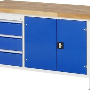 Banco da lavoro RAU collezione 8000 - modello 8904 L1500 x P700 x A840-1040 mm 13-8904A2-157B4H.11 con Ghiera di Serraggio