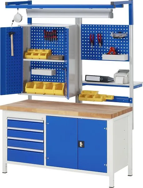 Banco da lavoro RAU collezione 8000 - modello 8904 L1500 x P700 x A840-1040 mm 13-8904A2-157B4H.11 con Ghiera di Serraggio