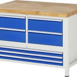 Banco da lavoro RAU collezione 8000 - modello 8934 L1250 x P900 x A840-1040 mm 13-8934A2-129B4H.11 | Resistente Oli e Solv...