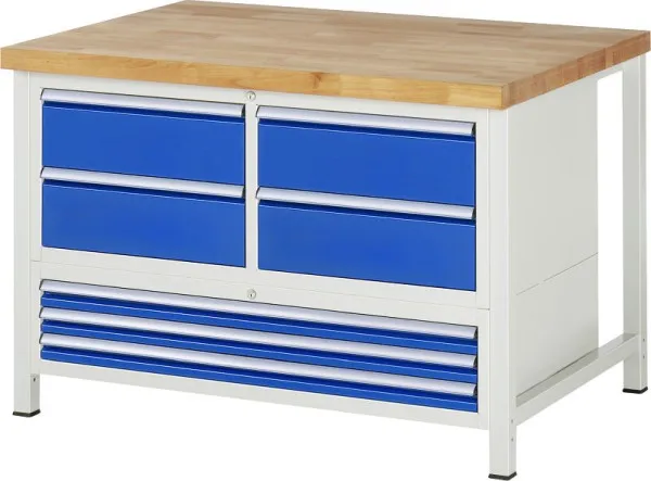 Banco da lavoro RAU collezione 8000 - modello 8934 L1250 x P900 x A840-1040 mm 13-8934A2-129B4H.11 | Resistente Oli e Solv...