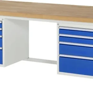 Banco da lavoro RAU collezione 8000 - struttura telaio (telaio saldato) 2 contenitori sottostruttura (4x cassetti) 2000x84...