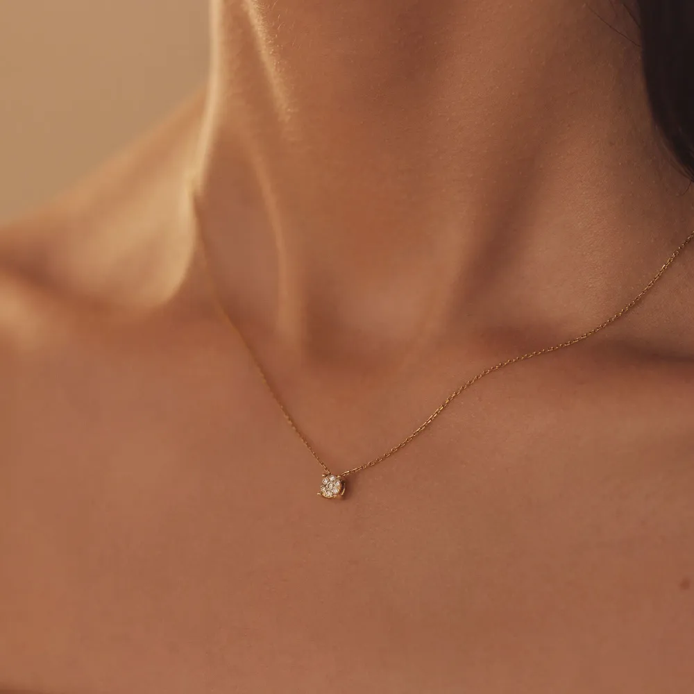 Collana De la Paix Hanaé oro 14 carati con diamante 0,08 carati