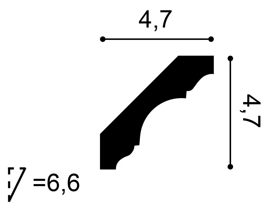 Cornice flessibile C215F bianco | 47 x 47 x 2000 mm
