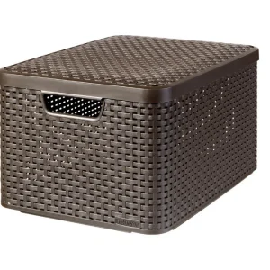 Curver basket, multipurpose, lid, dark brown, Rattan Style L Adatto per Alte Temperature