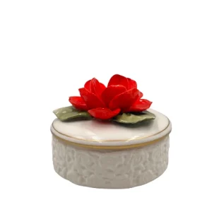 Dea Capodimonte - Svuotatasche rettangolare H23cmXØ16cm con camelia rossa