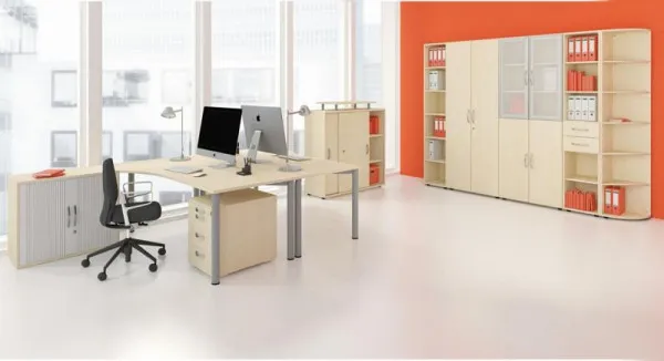 geramöbel Set di elettrificazione per PC per scrivanie (passerella portacavi mezza passerella pieghevole pressacavo) 1600...
