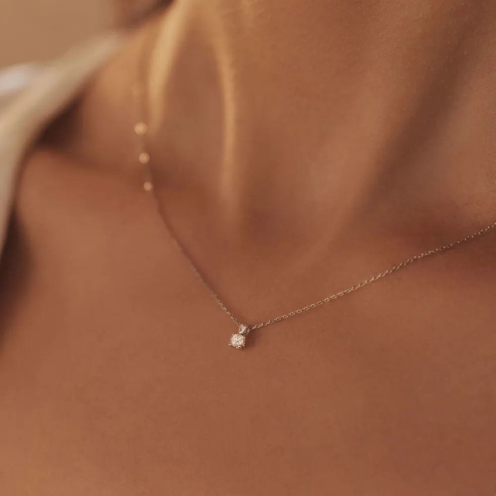 De la Paix Christine collana oro bianco 14 carati con diamante 0,10 ct