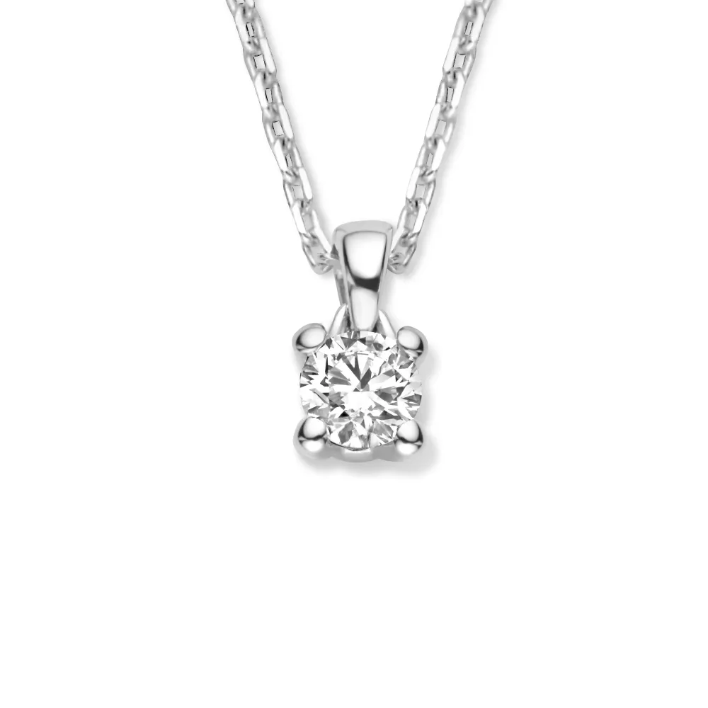De la Paix Christine collana oro bianco 14 carati con diamante 0,10 ct
