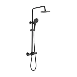 Passacavo Scomparsa Colonne de douche - Mitigeur thermostatique - Pomme haute ronde diametre 20 cm - - Noir mat
