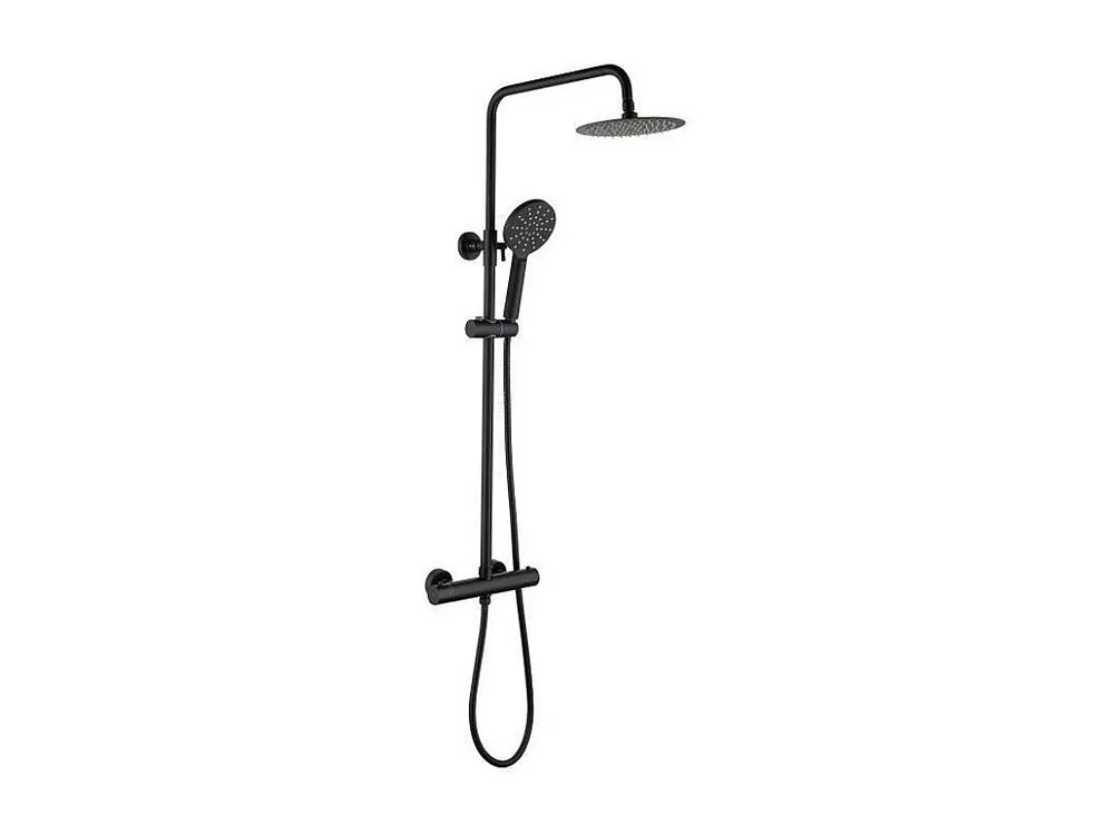 Passacavo Scomparsa Colonne de douche - Mitigeur thermostatique - Pomme haute ronde diametre 20 cm - - Noir mat