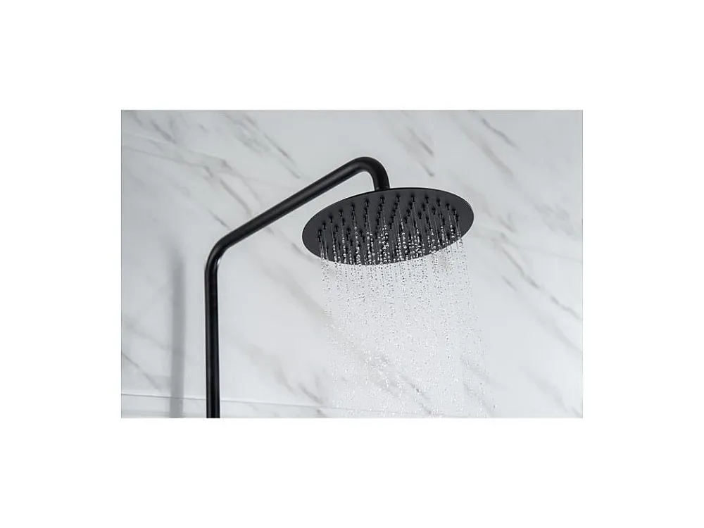 Passacavo Scomparsa Colonne de douche - Mitigeur thermostatique - Pomme haute ronde diametre 20 cm - - Noir mat
