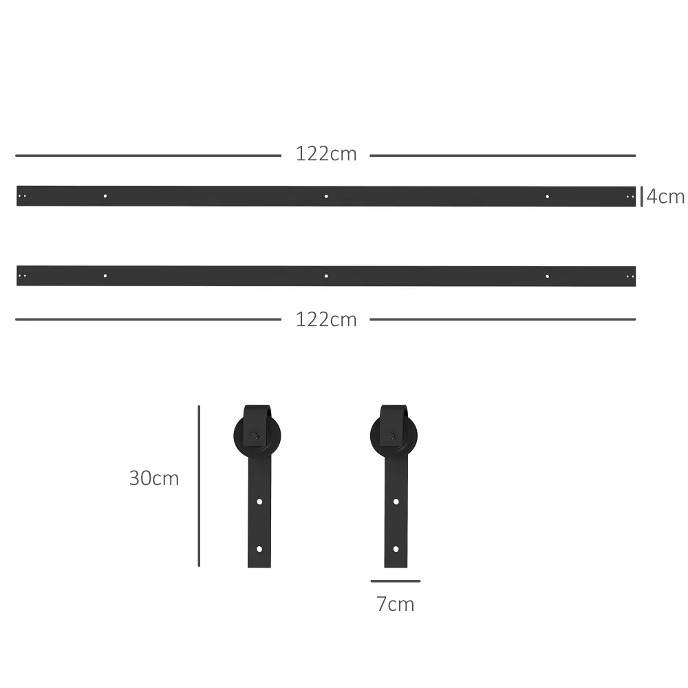 Kit Porta Scorrevole 90kg max Salvaspazio 244x0,5x4 cm Acciaio al Carbonio con Accessori Nero