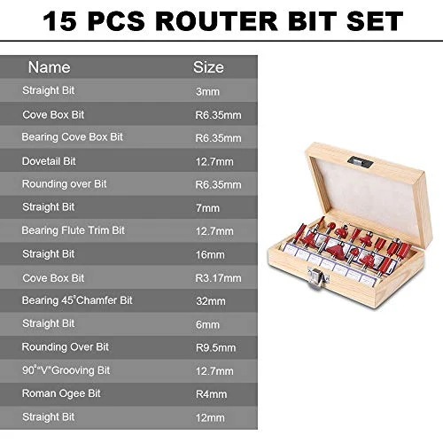 flintronic Set di Fresa per Scanalature del Legno, 15 Pezzi #1 Rosso 15pcs