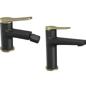 Set Rubinetteria Lavabo e Bidet Colore Nero Opaco e Bronze