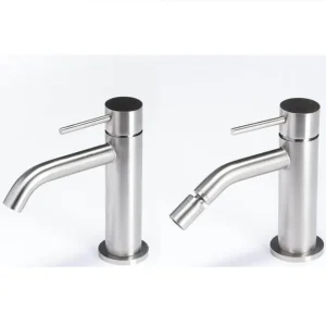 Set Rubinetteria Lavabo e Bidet Acciaio Spazzolato