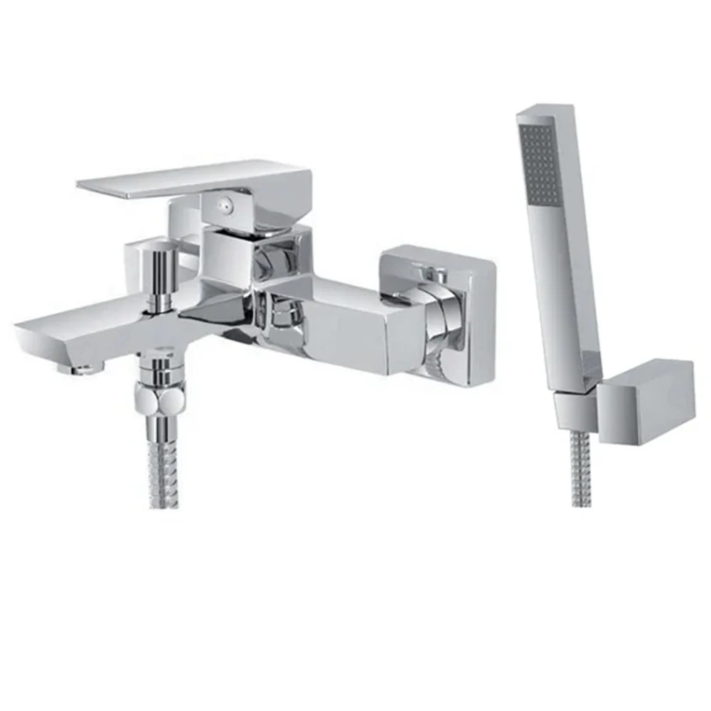 Miscelatore monocomando vasca esterno con doccetta RubiFlux Collezione Arkon, Materiale Ottone - Finitura Cromata