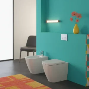 Sanitari filo parete Senza Brida RimLS+ Ideal Standard I.life B bianco lucido WC+Bidet+Sedile Soft Close (T461601+T461701+...