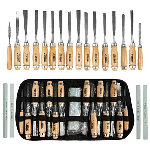 TIMESETL 12 scalpelli per Legno + 2 Lime + 4 Pezzi di Olio Pietra,...