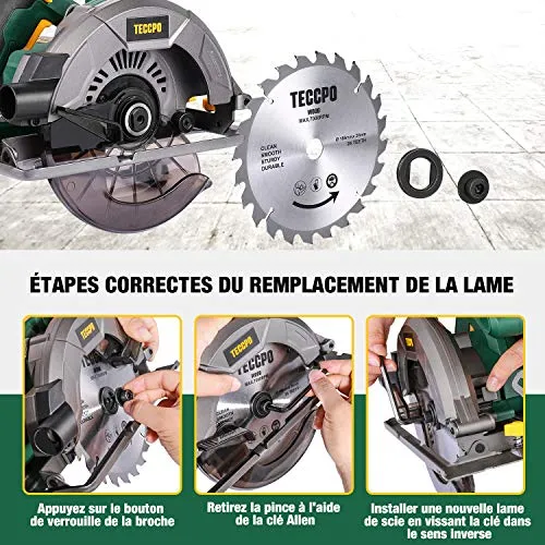 Sega Circolare, TECCPO Professionale 5800 RPM 1200W Elettrica, con 24T...