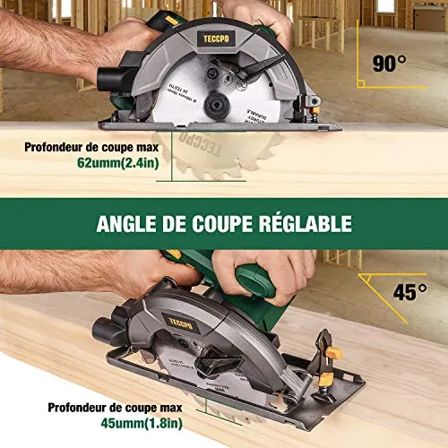 Sega Circolare, TECCPO Professionale 5800 RPM 1200W Elettrica, con 24T...
