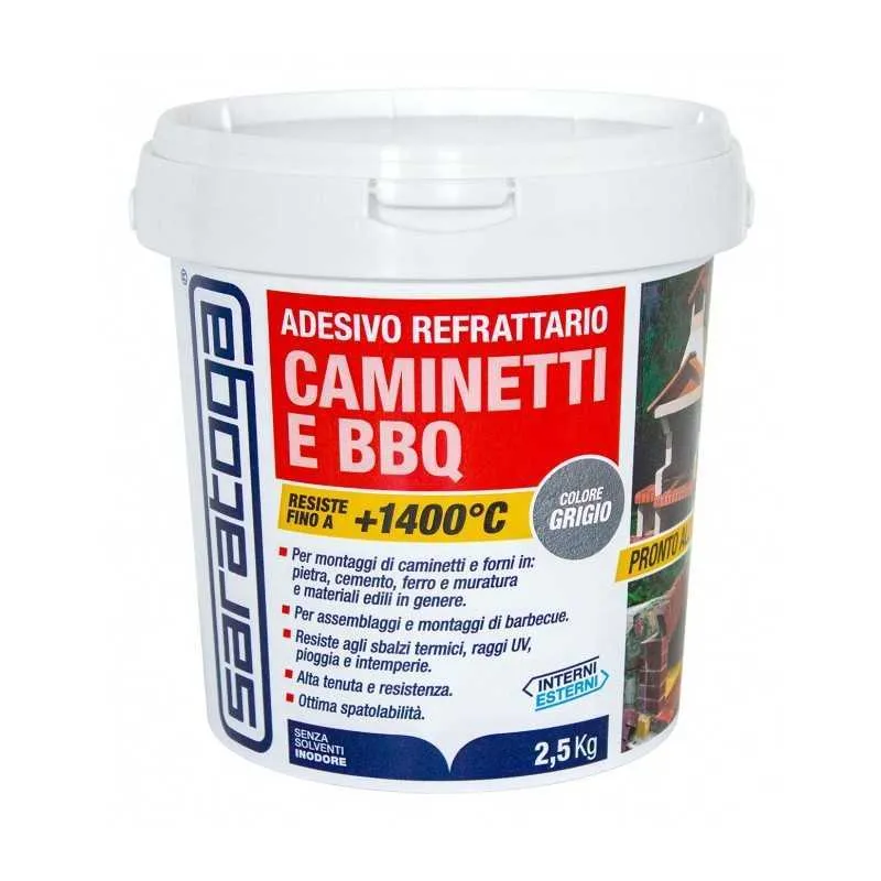Adesivo refrettario caminetti - secchio kg 2.5 -