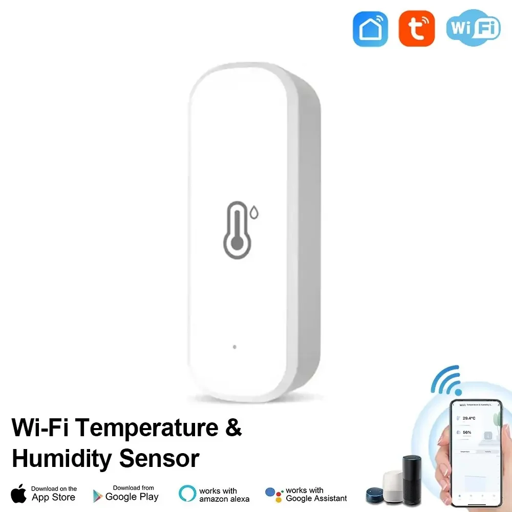 Sensore Smart Life WiFi Tuya Termostato Igrometro Sensore Funziona con Alexa Google